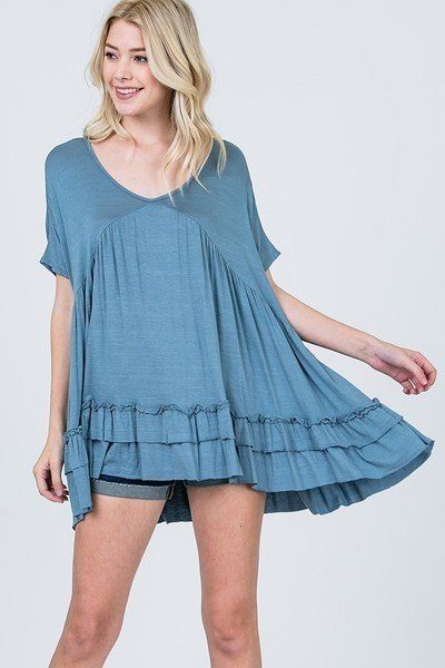 Tiered Ruffle Detail Relaxed Top