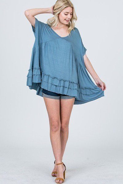 Tiered Ruffle Detail Relaxed Top