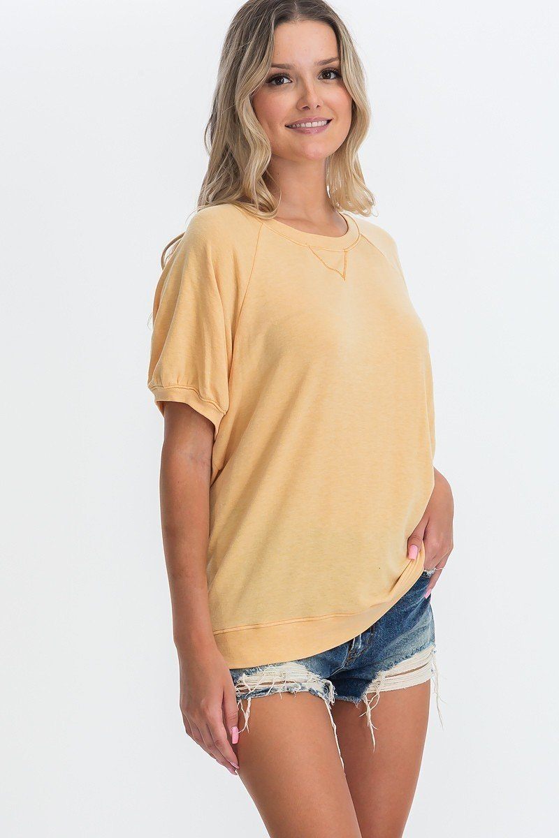 Ribbed Knit Short Sleeve Top