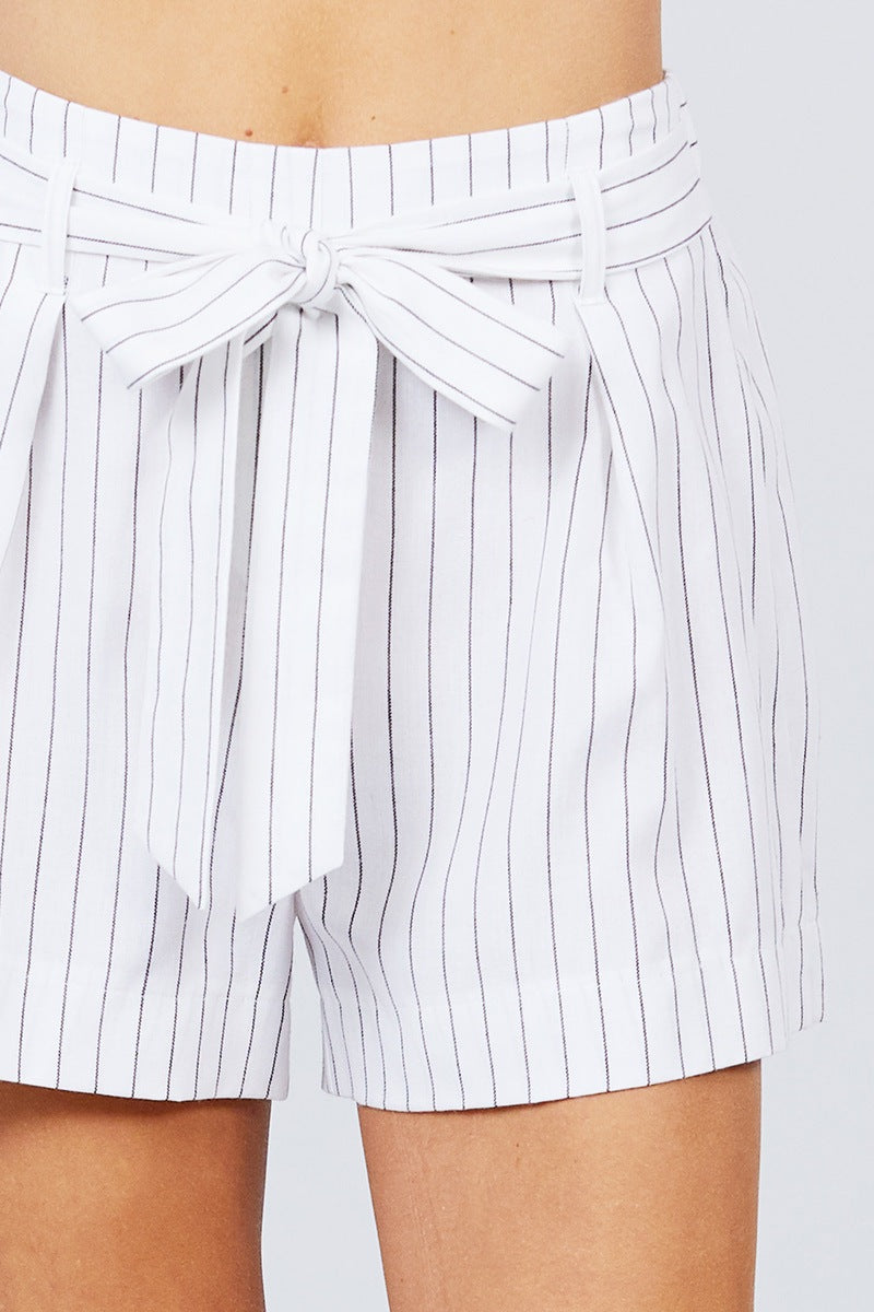 Waist Bow Tie Y/d Stripe Short Pants