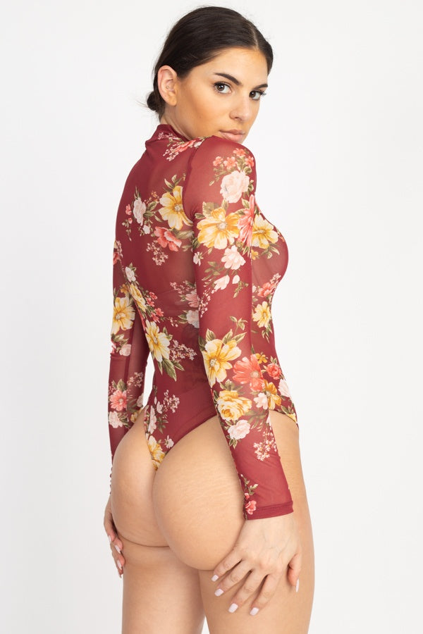 Sheer Mesh Floral Bodysuit