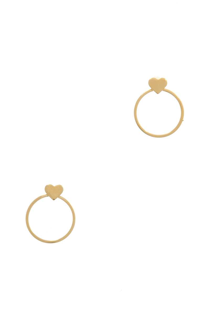 Heart Shape Circle Post Drop Earring