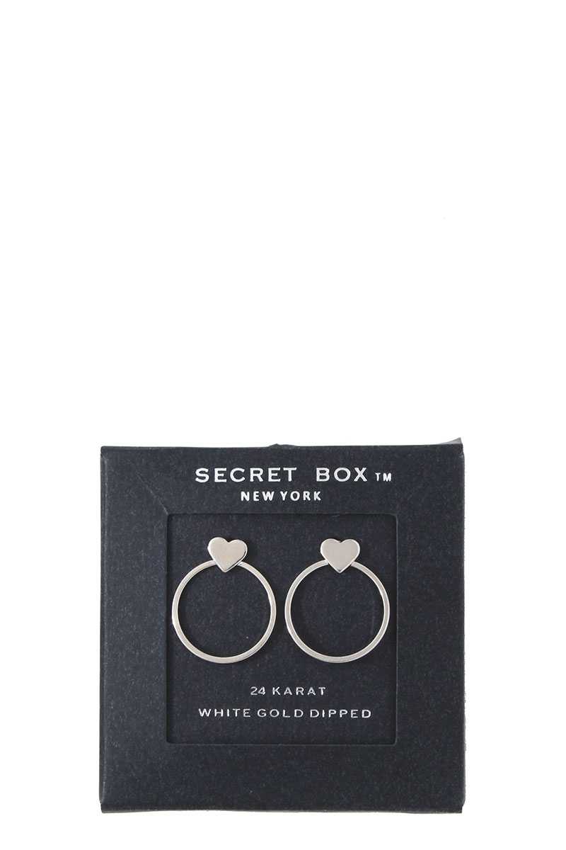 Heart Shape Circle Post Drop Earring