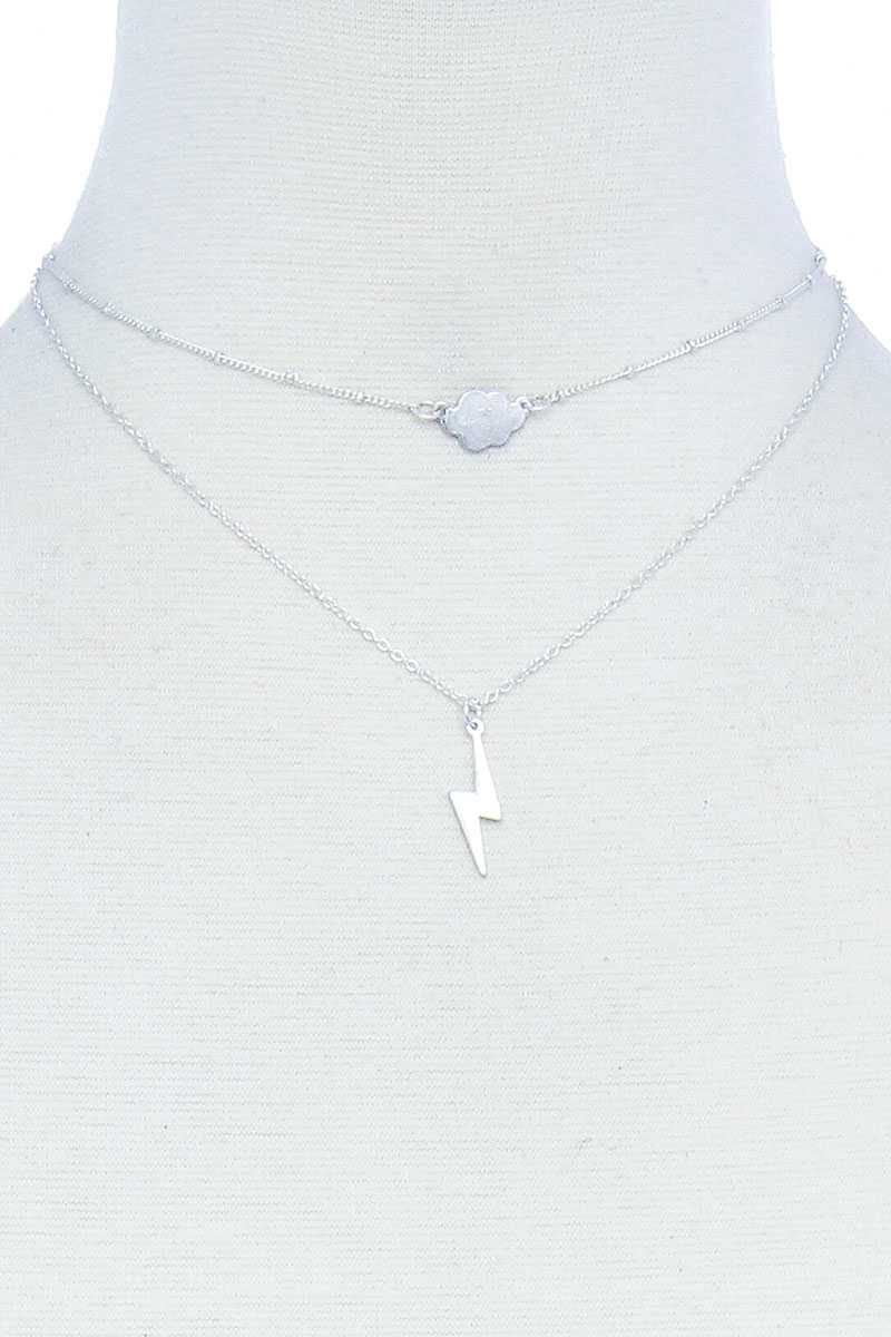 Double Layer Lightning And Cloud Pendant Necklace