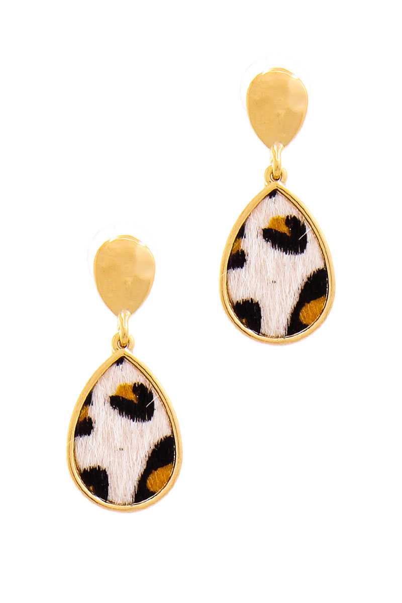 Cute Modern Tear Drop Leopard Fur Earring