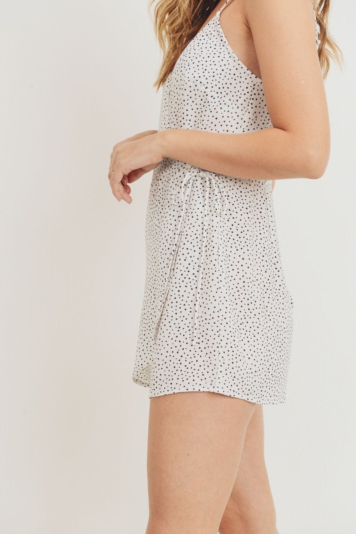 Wrap Surplice Polka Dots Spaghetti Strap Dress