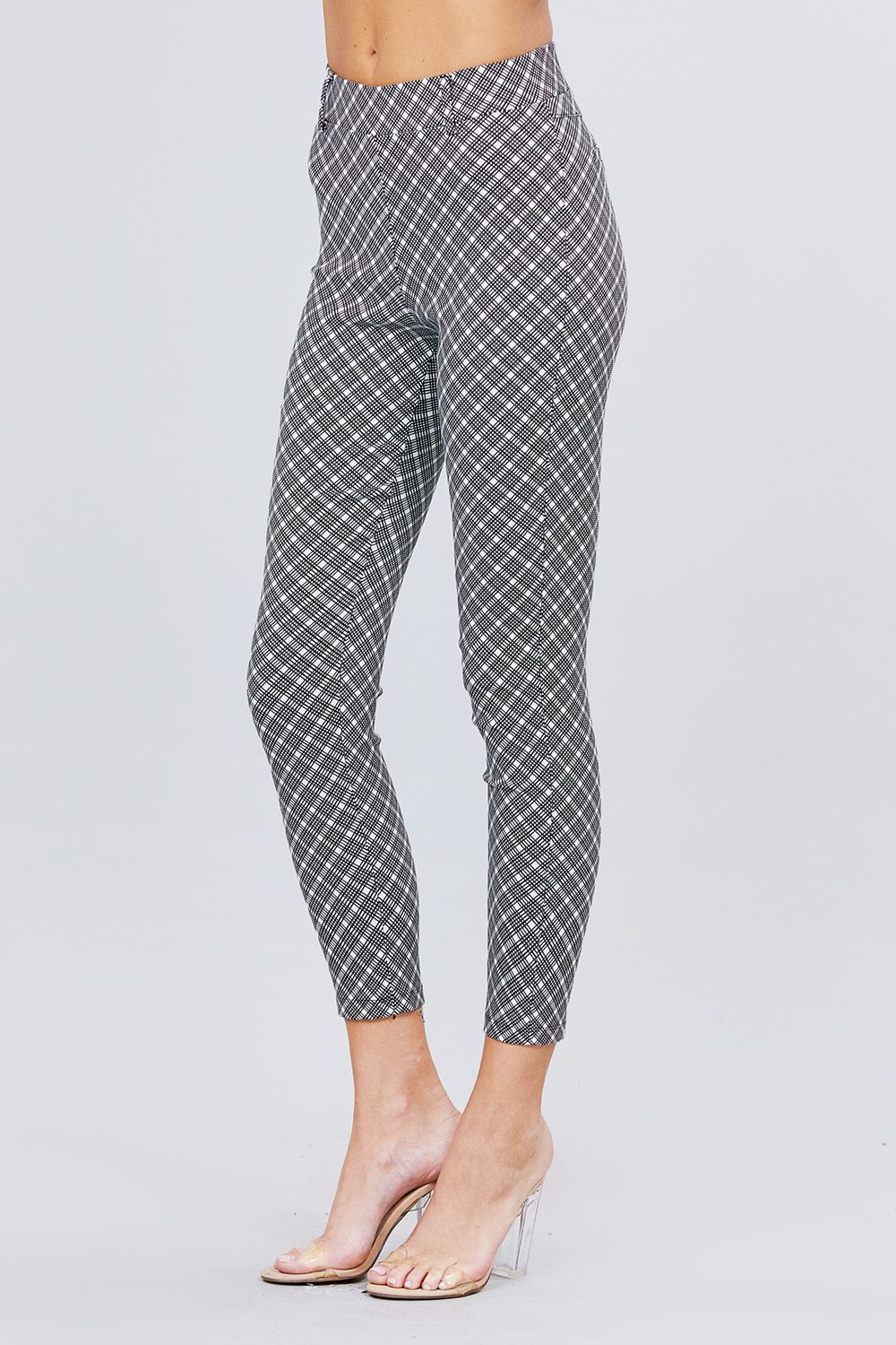 Elastic Band Glen Check Jacquard Yarn Dye Woven Long Pants