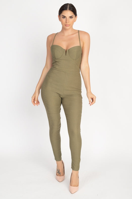 V Wire Skinny Jumpsuit