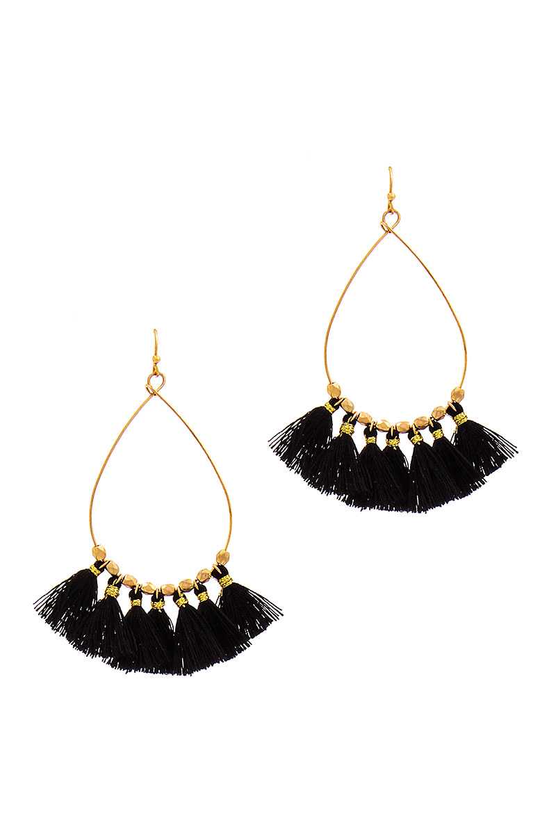 Fashion 7 Mini Tassel Tear Drop Wire Earring