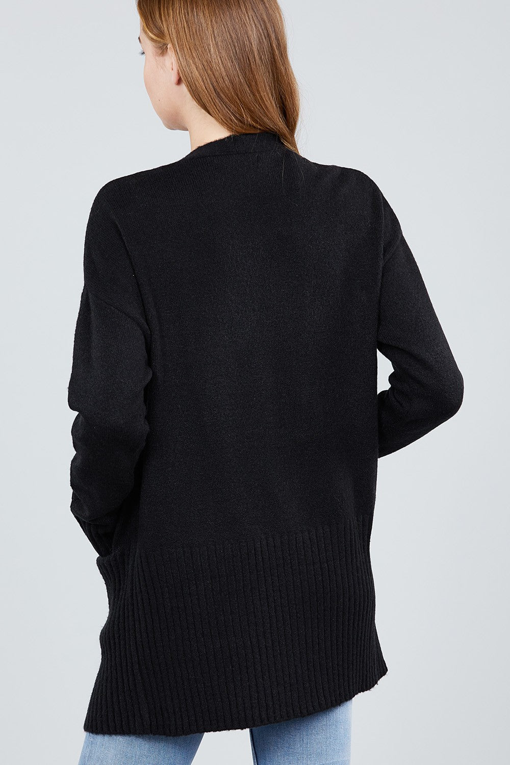 Long Sleeve Open Front W/pocket Sweater Cardigan
