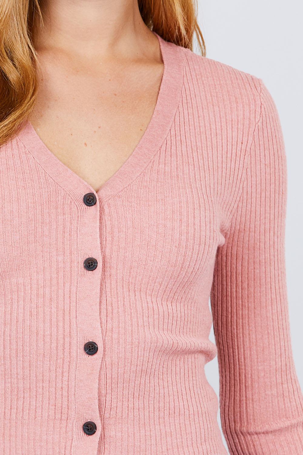 Long Sleeve V-neck W/button Down Crop Cardigan