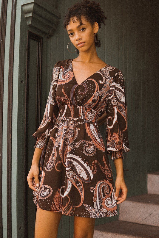 A Woven Mini Dress In Vintage Paisley Print