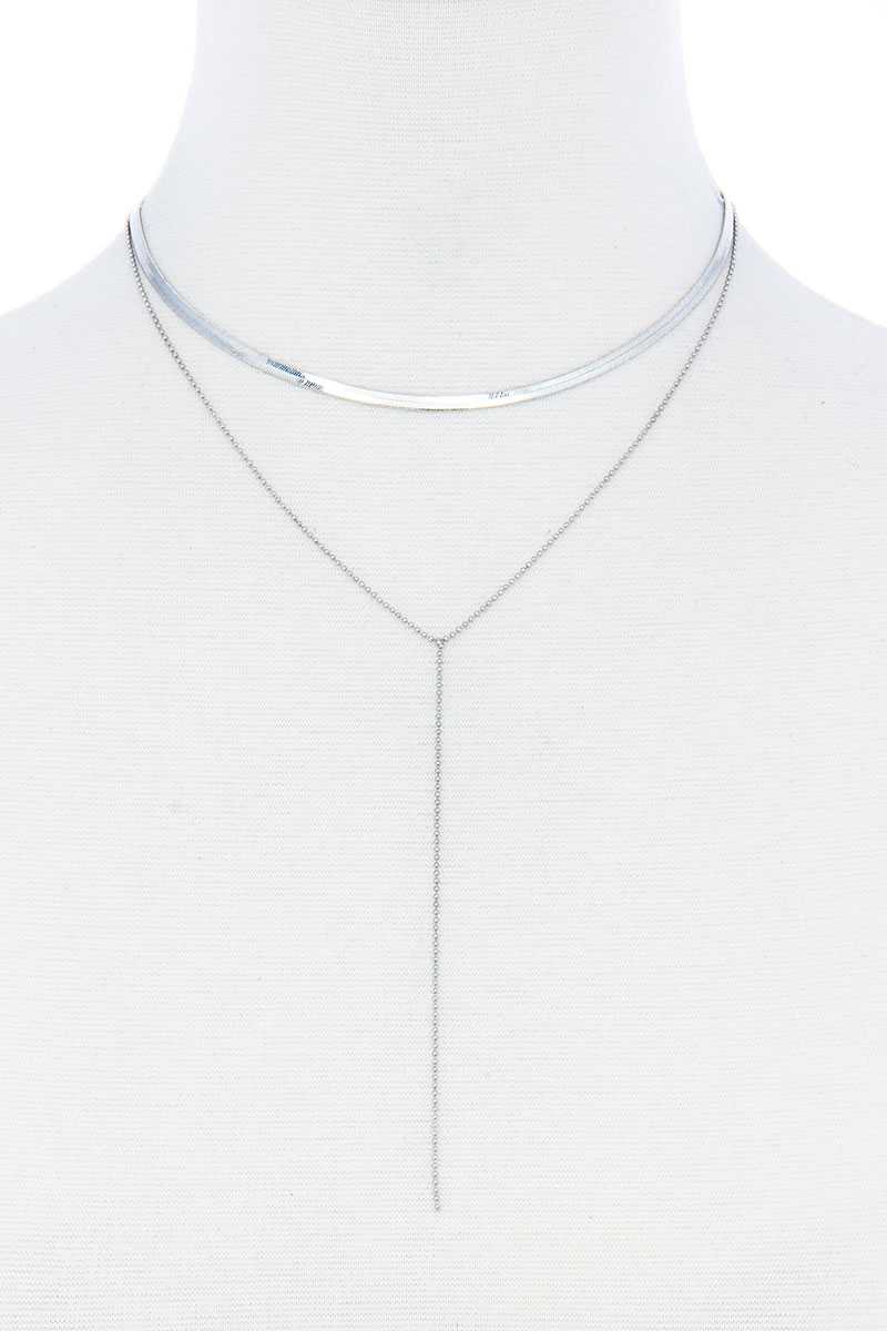 Herringbone Chain Y Layered Necklace