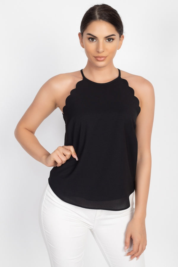 Halter Neck Scallop Top