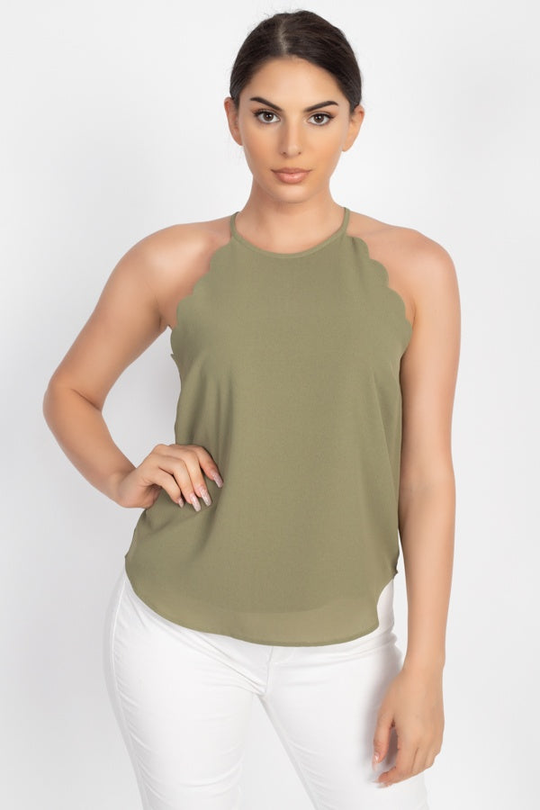Halter Neck Scallop Top