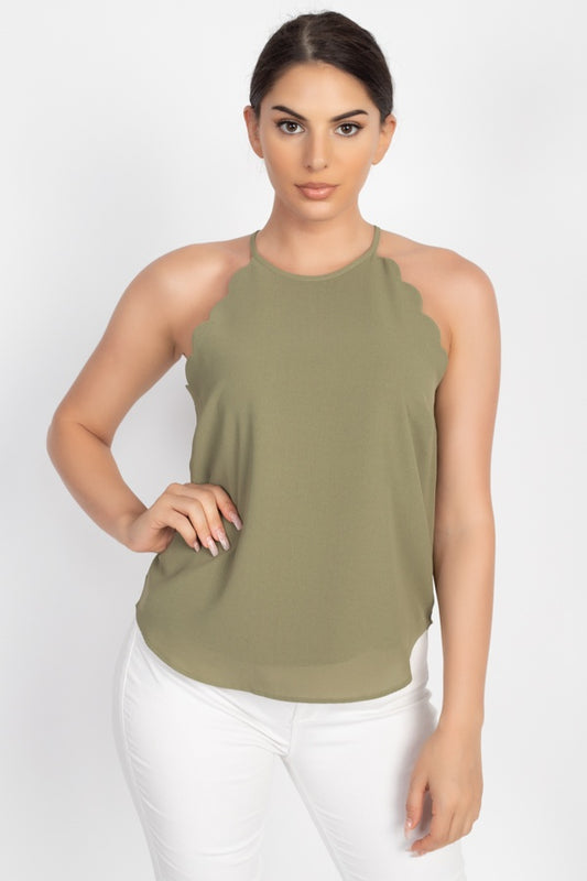 Halter Neck Scallop Top