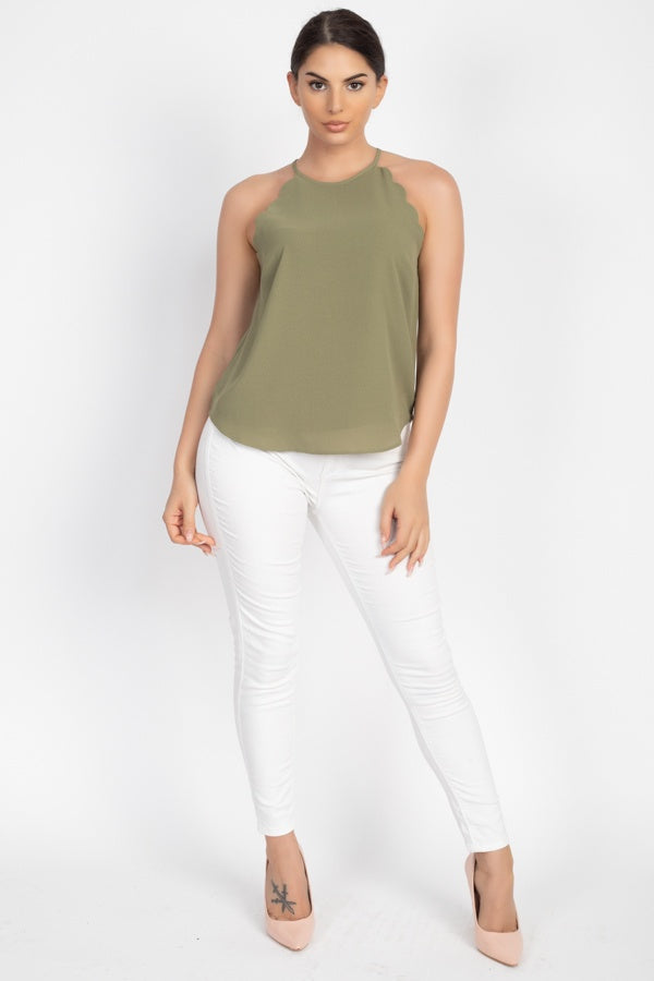 Halter Neck Scallop Top