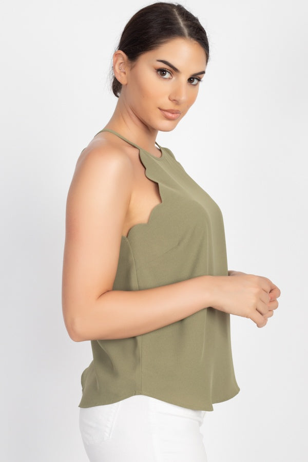 Halter Neck Scallop Top
