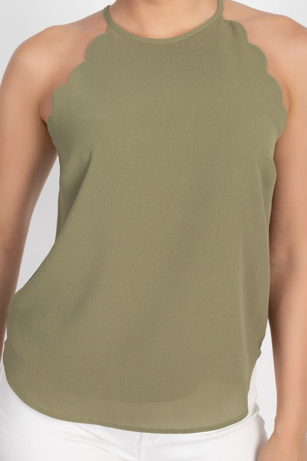 Halter Neck Scallop Top