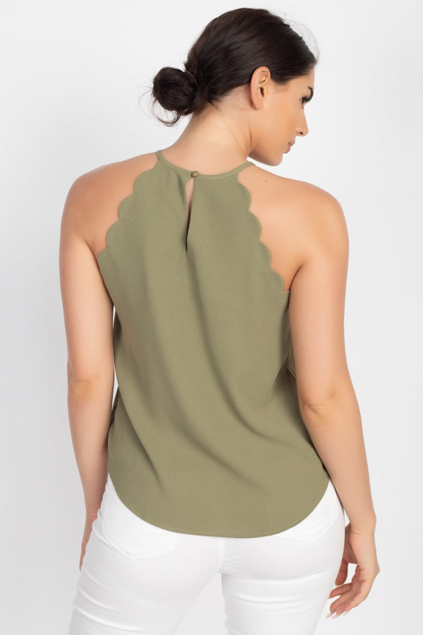 Halter Neck Scallop Top