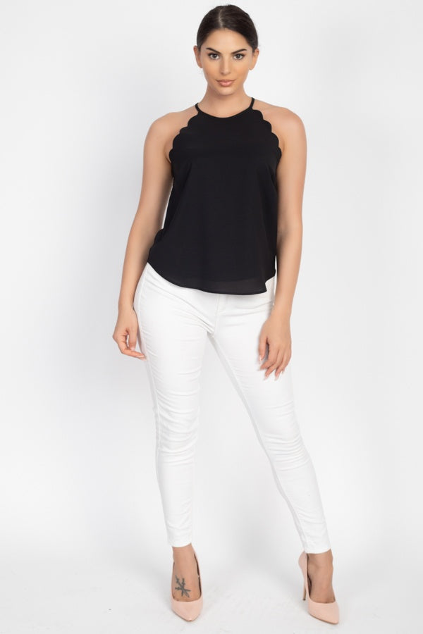 Halter Neck Scallop Top