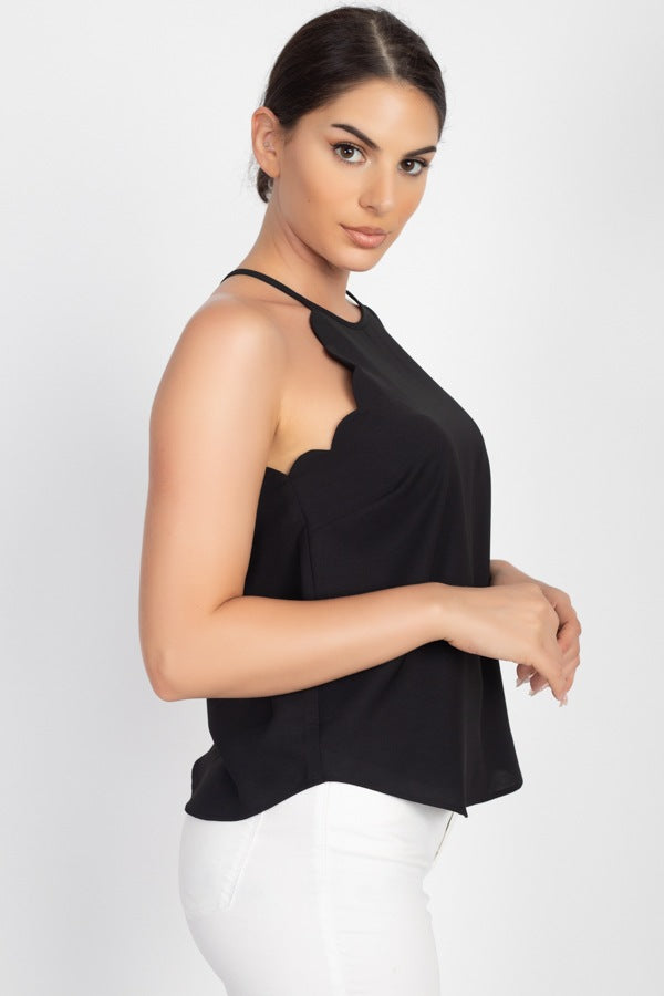 Halter Neck Scallop Top