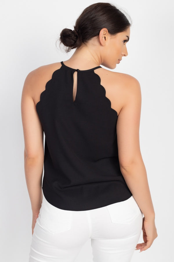 Halter Neck Scallop Top
