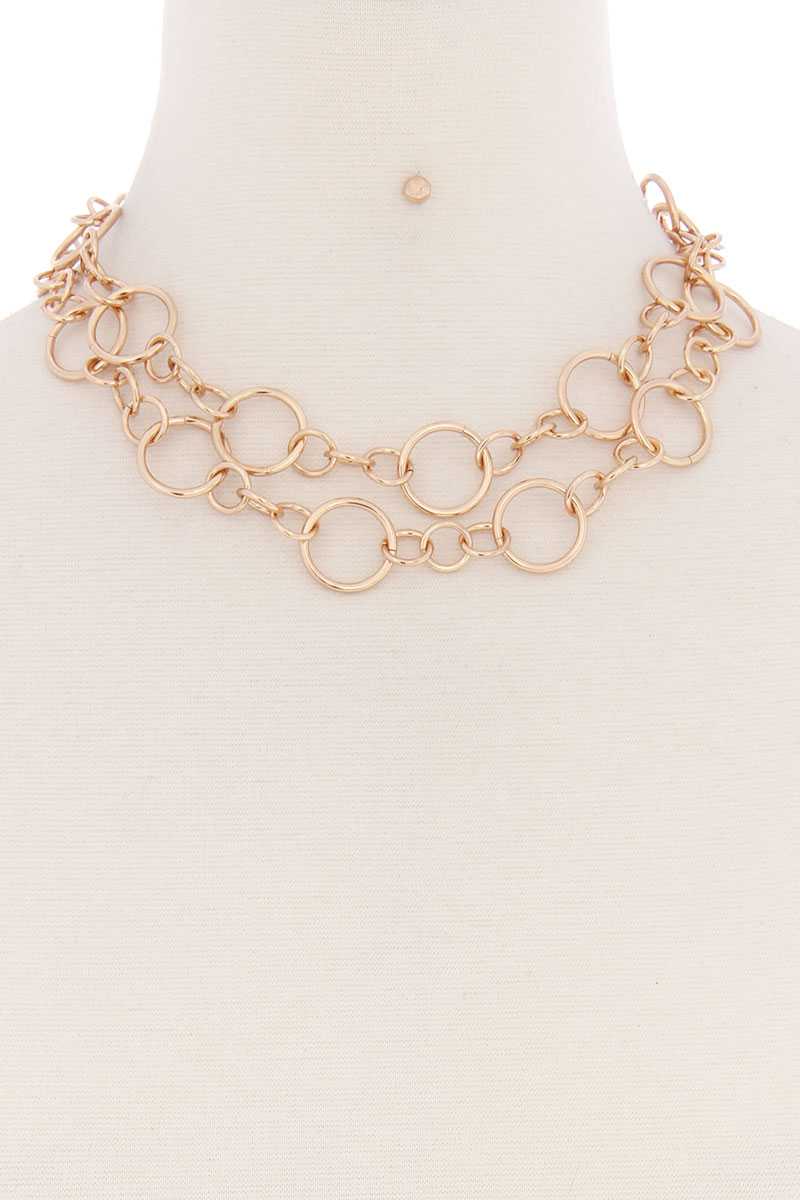Multi Metal Ring Chain Necklace