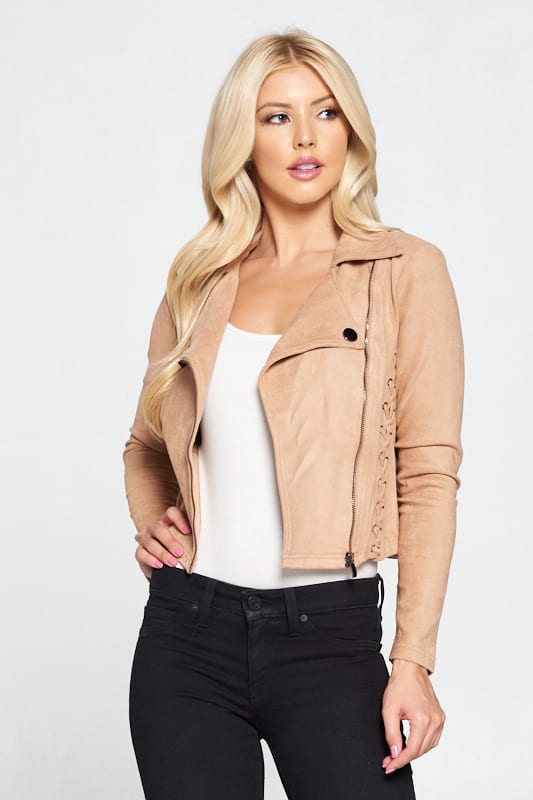 Faux Suede Moto Leather Jacket