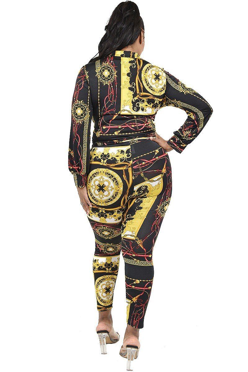 Plus Pattern Printed 2 Piece Legging Set