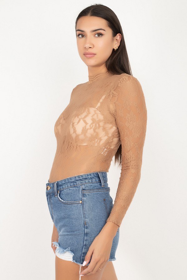 Sheer Floral Lace Bodysuit