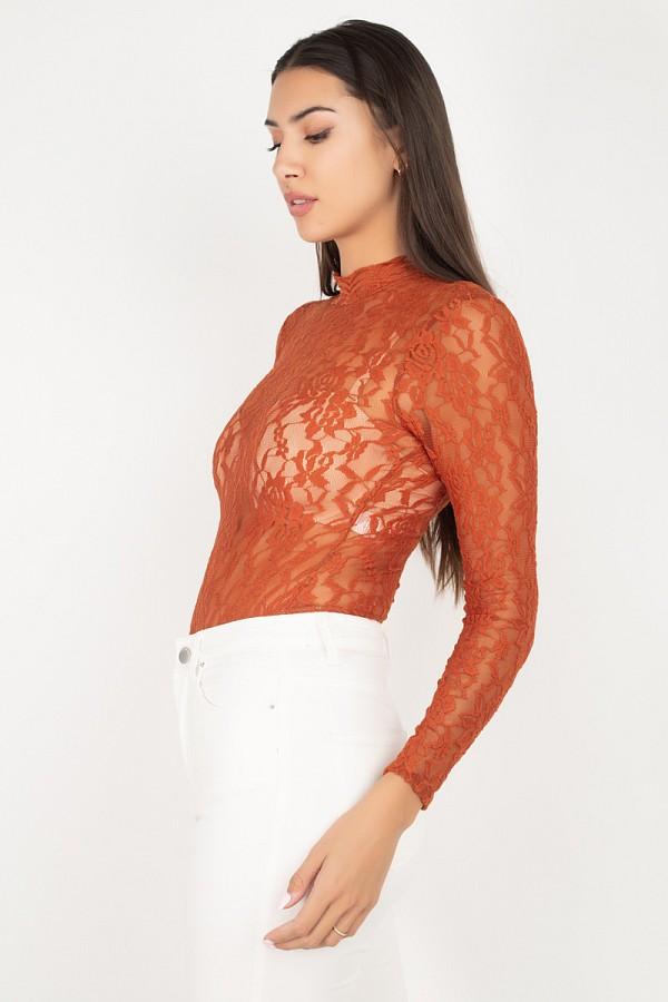 Sheer Floral Lace Bodysuit