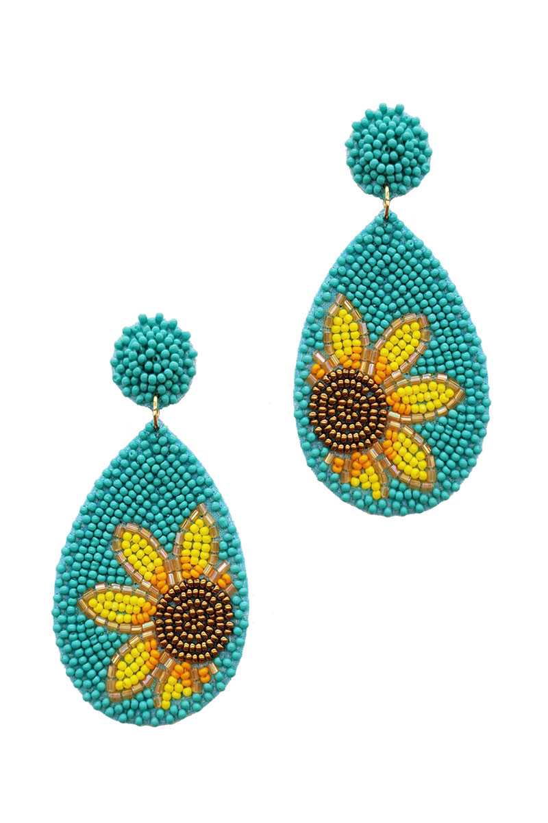 Trendy Seed Bead Tear Drop Flower Earring