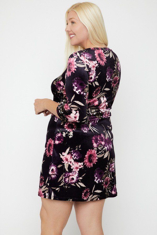 Velvet Dress Featuring A Lovely Floral Print