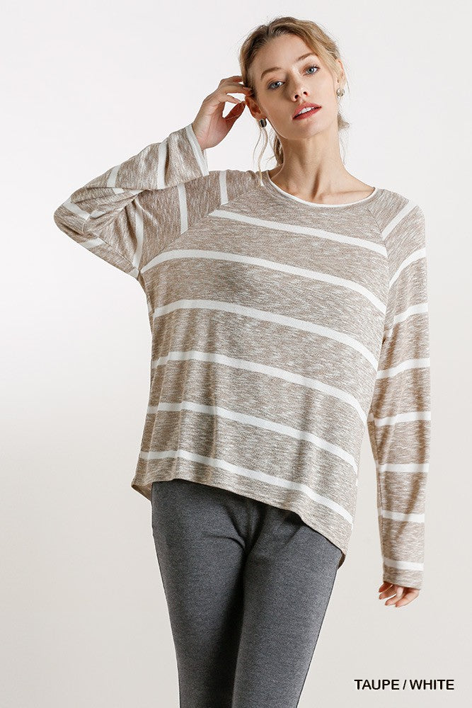 Striped Round Neck Long Sleeve Top