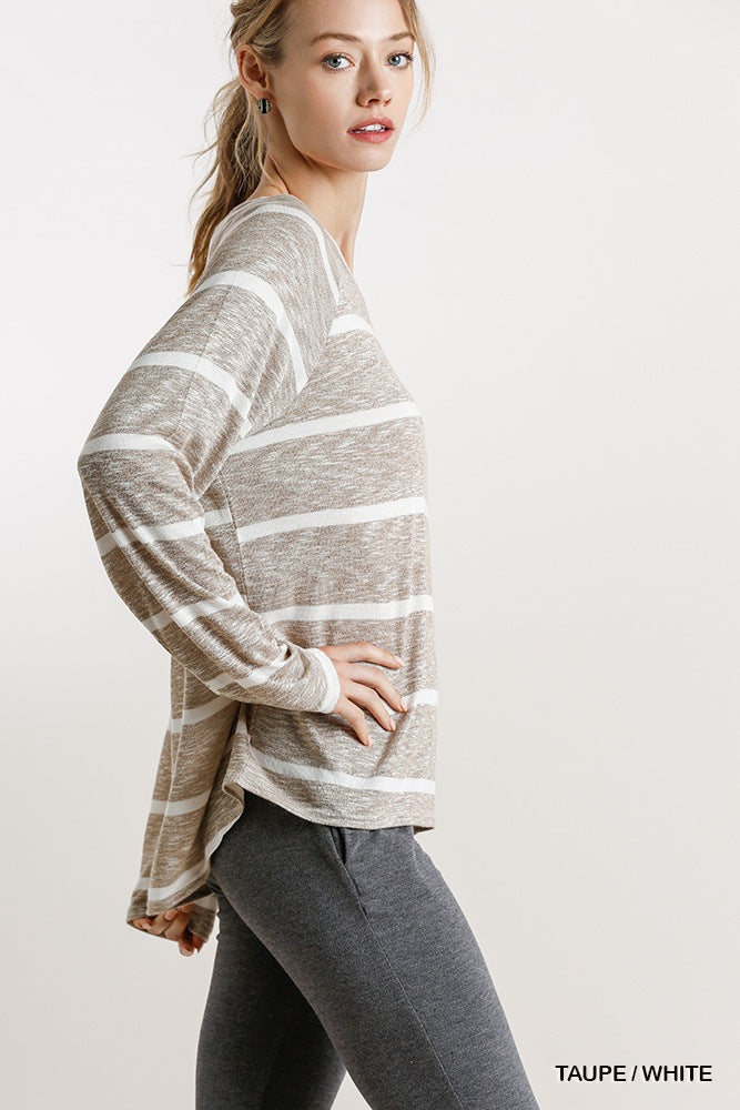Striped Round Neck Long Sleeve Top