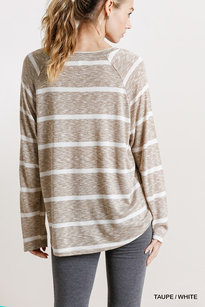 Striped Round Neck Long Sleeve Top