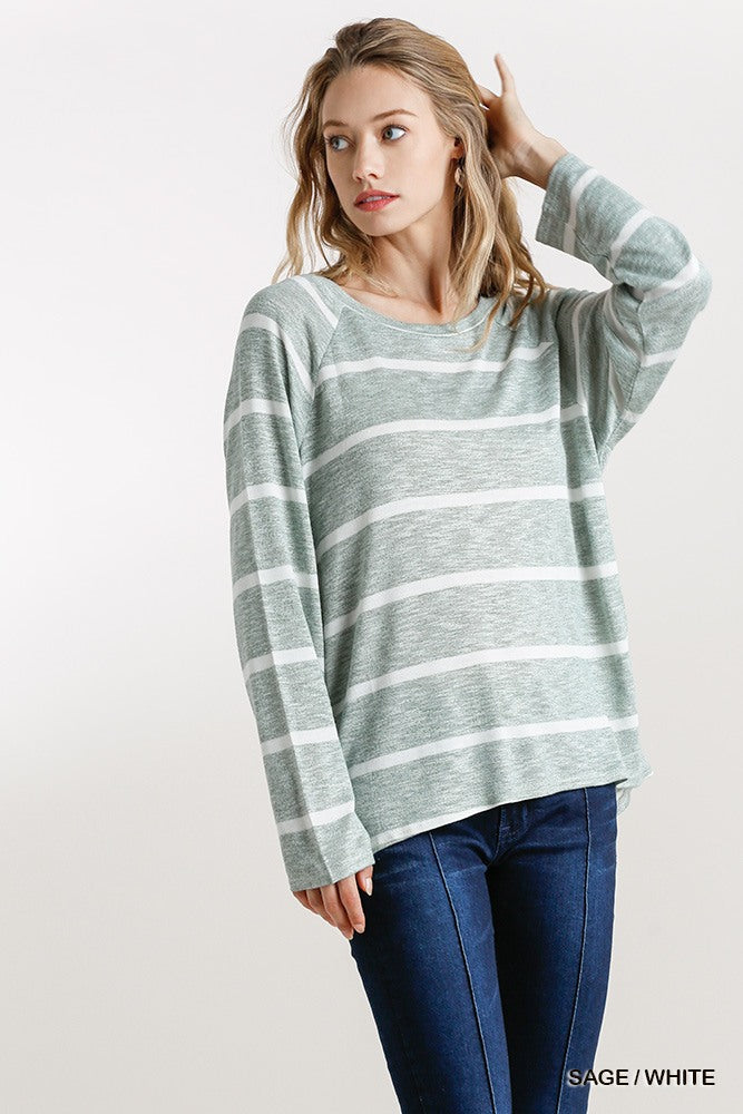 Striped Round Neck Long Sleeve Top