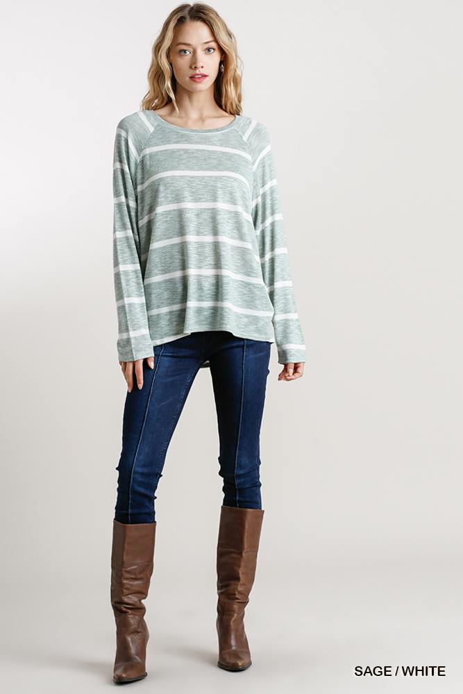 Striped Round Neck Long Sleeve Top