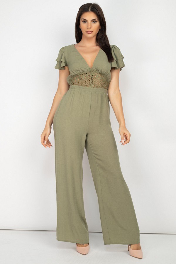 V-neck Lace Jumpsuit