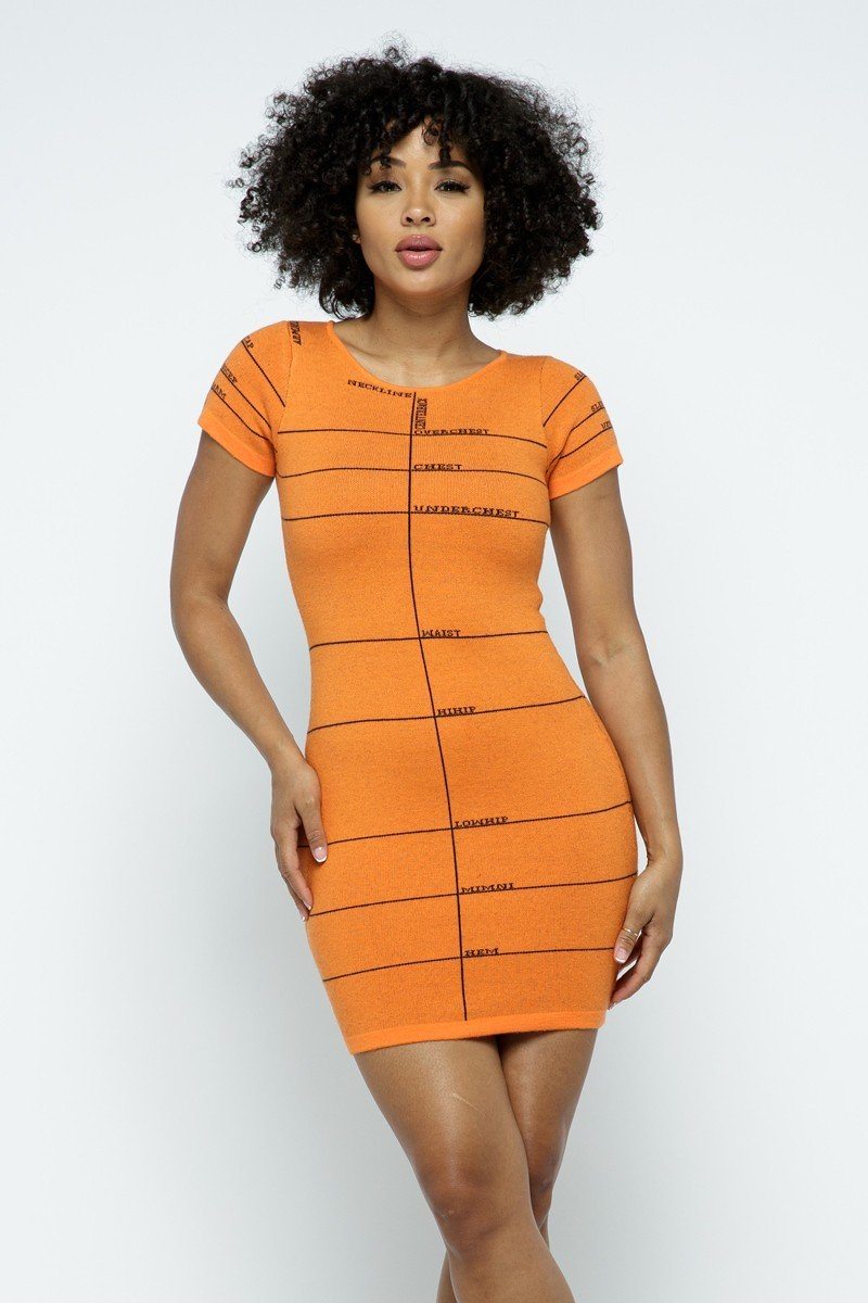 Lettering Details Knit Mini Dress