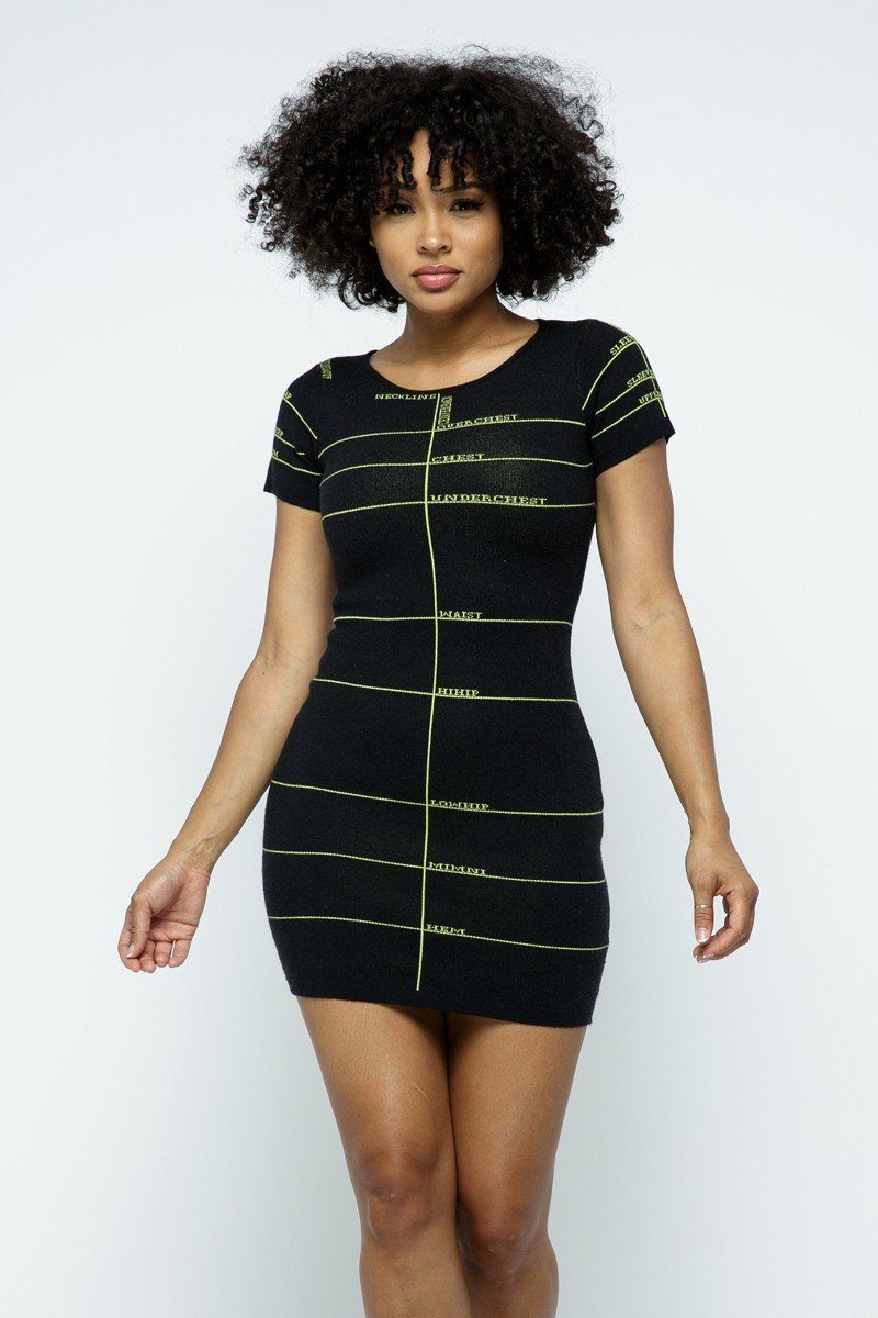 Lettering Details Knit Mini Dress