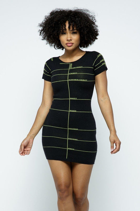 Lettering Details Knit Mini Dress