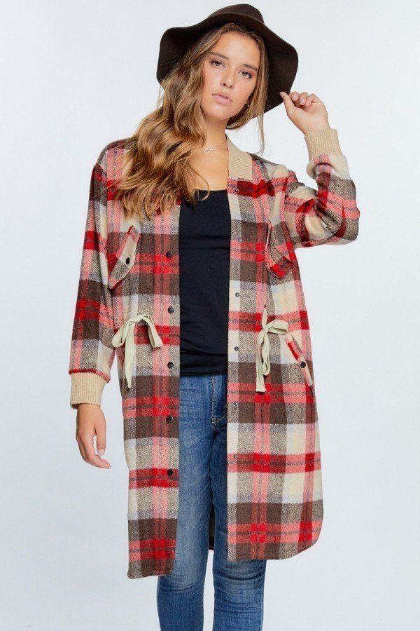 Tartan Plaid Print Oversize Jacket.