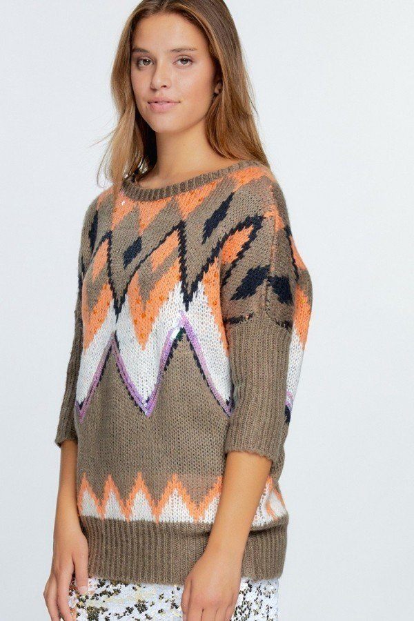 Aztec Pattern With Glitter Accent Sweater