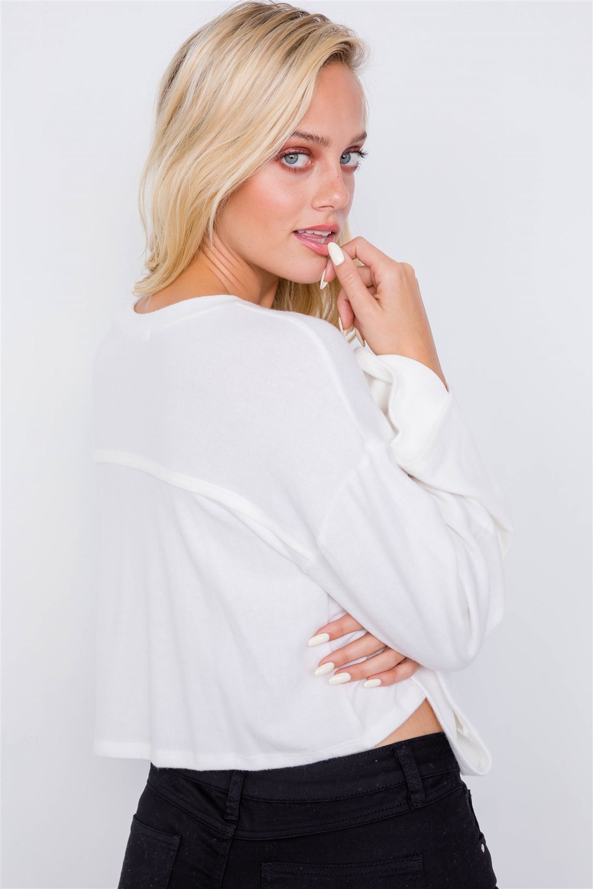 "none Of The Above" Bell Sleeve Crop Top