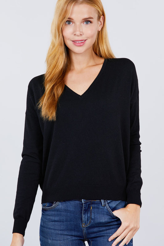 V-neck Back Cross Sweater