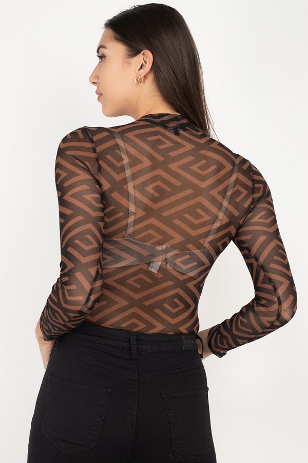 Long Sleeve Geometric Bodysuit