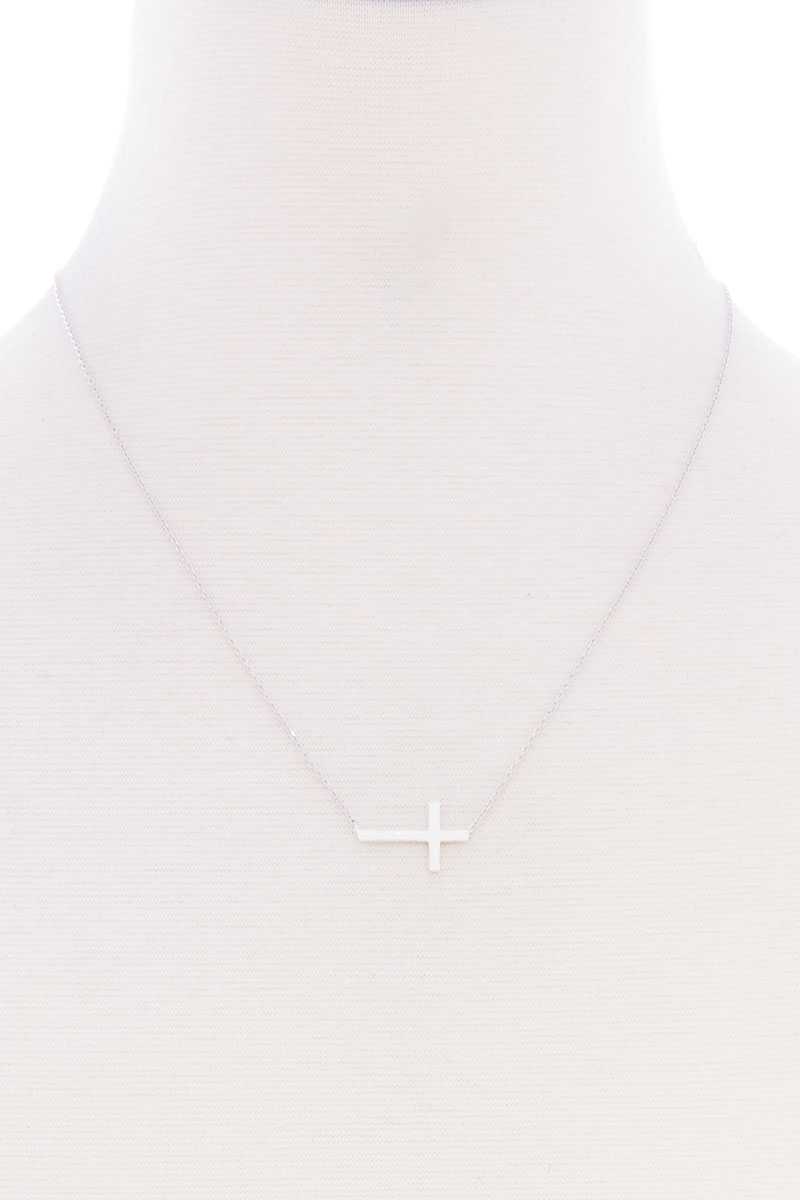Blb Cross Dainty Metal Message Necklace