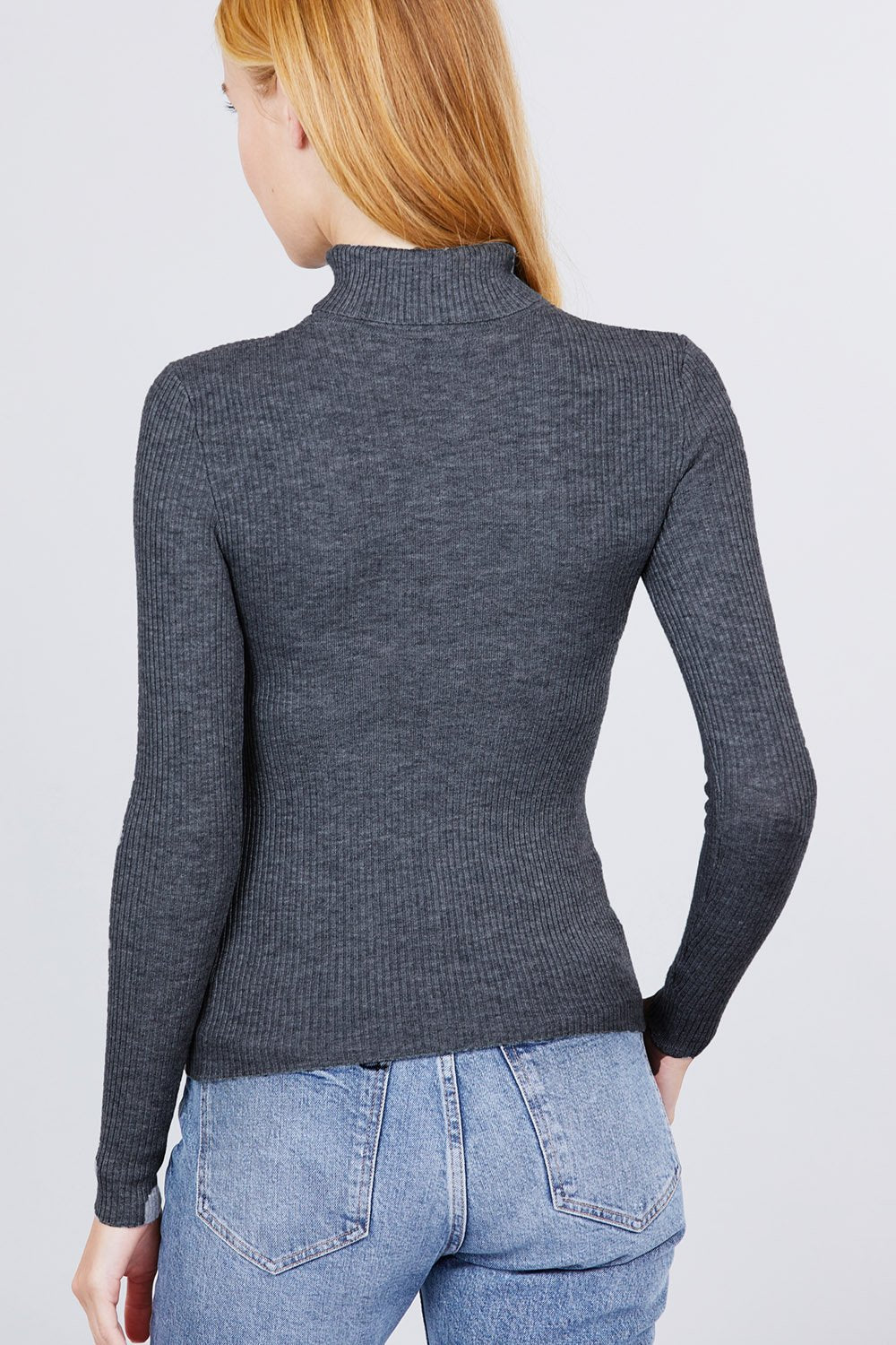 Turtle Neck Viscose Rib Sweater